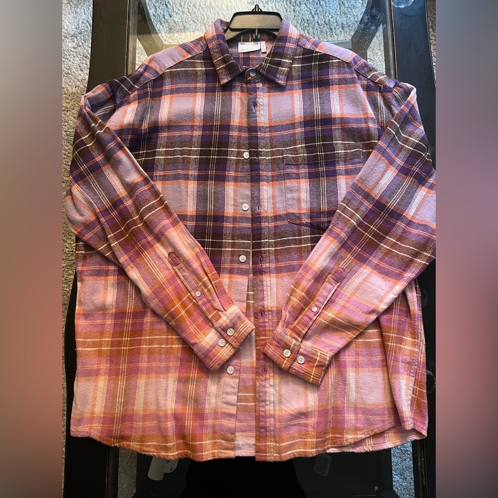 Asos Pink Bleached Plaid Men's Shirt in Purple and Pink XL